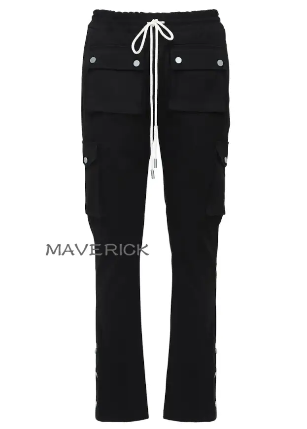 Fall and Winter Fashion High Street Cotton Three-Dimensional Pocket Split Men Bootcut Casual Pants Retro Hong Kong Style Bootcut Trousers Women