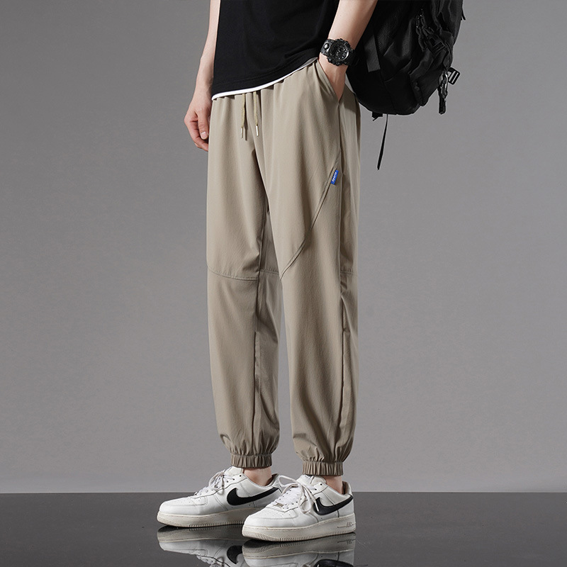 Ice Silk Pants Men's Summer New Thin Ankle-length Pants Stretch Sports Casual Pants Quick-drying Pants Men's Pants
