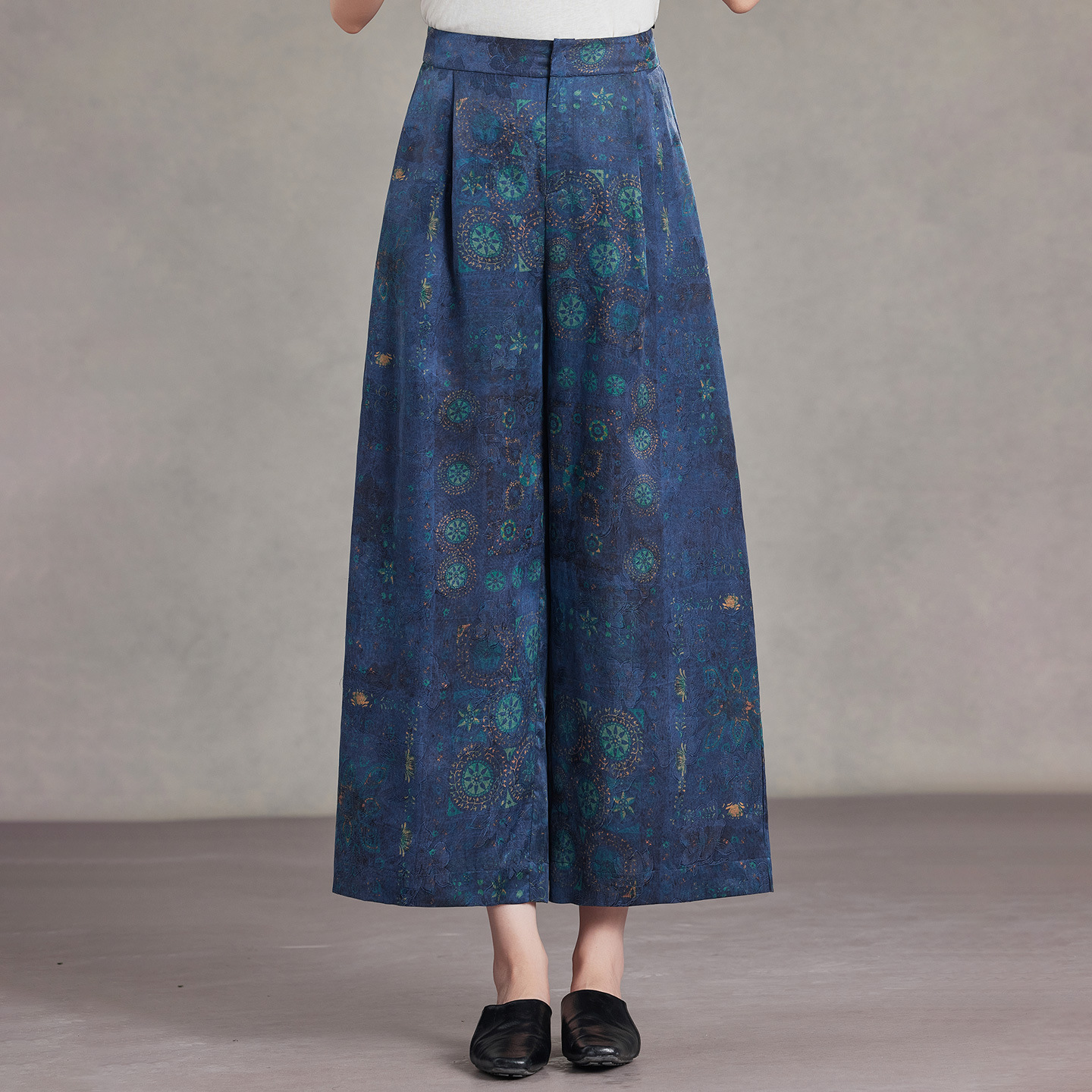 Heavyweight Xiangyun Silk Wide-Leg Pants for Women, Hangzhou Silk Summer Wear, Plus-Size Mulberry Silk Pants for Middle-Aged and Elderly Mothers