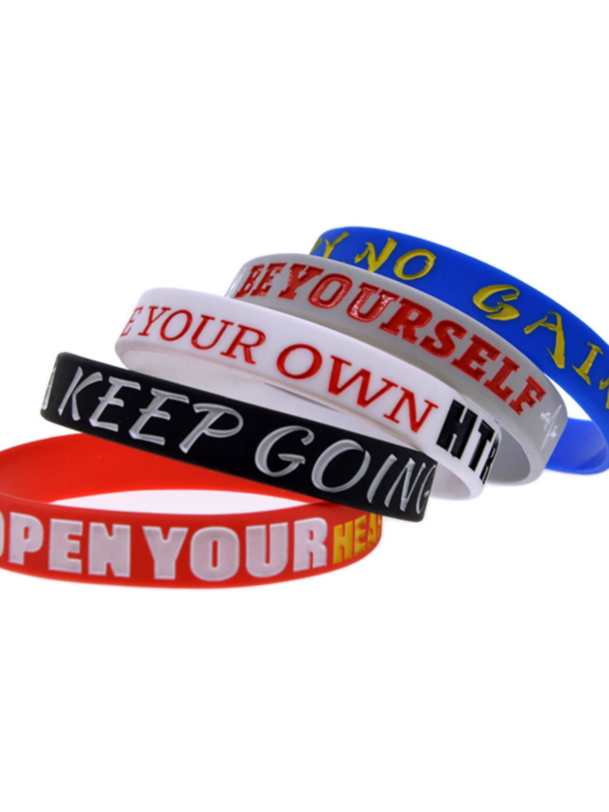 European and American Style Wristband with Motivational Slogans, Silicone Bracelet, Just Do Be Yourself Keep Going Foto QC de TAOBAO na Qualit.ly
