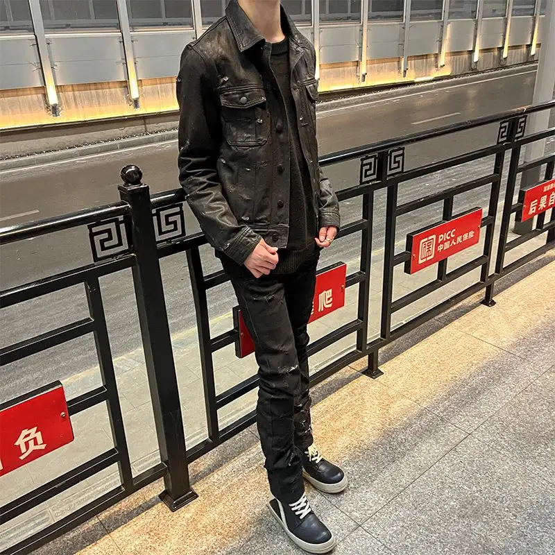Burning Brother, No Replacement When Sold Out, Hand-Coated Waxed Denim Jacket, Archive High Street Slim Short Jacket
