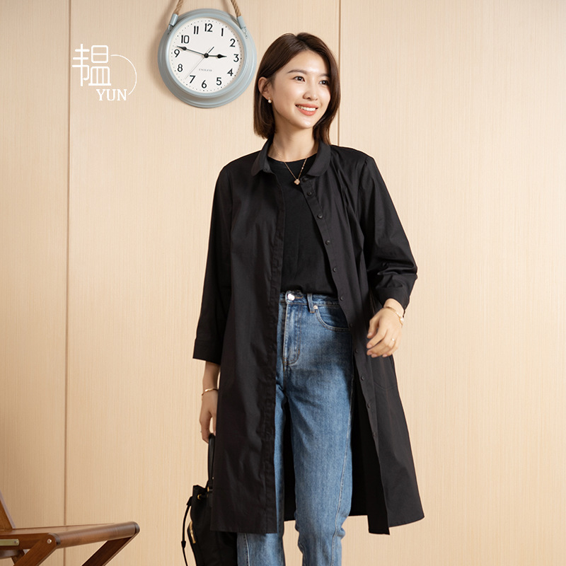 Yun Black Trench Coat for Women 2026 New Style Ladies' Spring and Autumn Mid-Length Jacket Trendy and Elegant Commuter Women's Clothing
