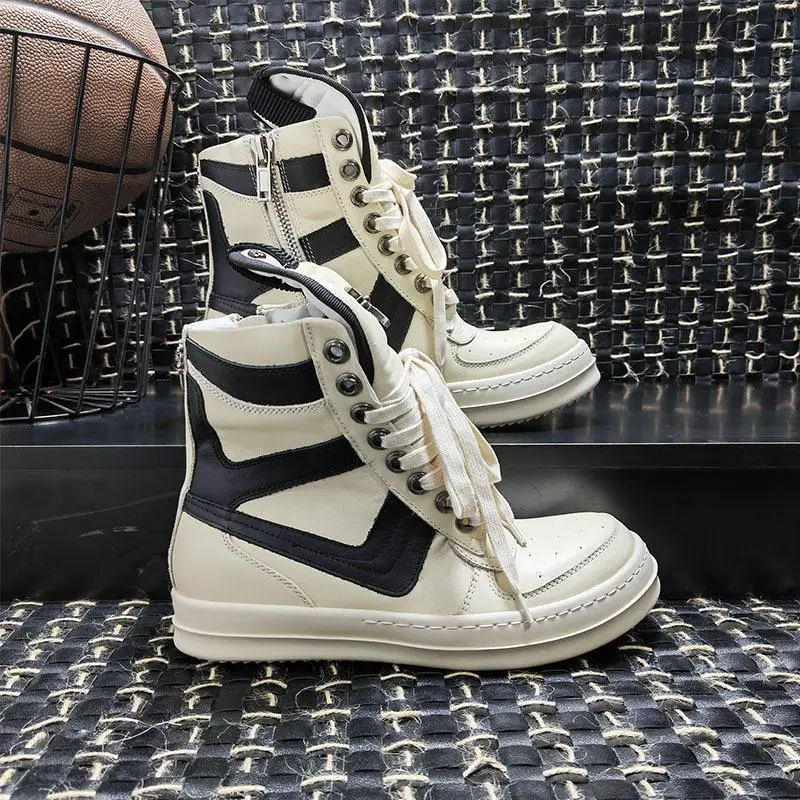 Ro Shoes for Men and Women, Milk-Colored Sole, Round-Toe Sneakers with Large Hooks, Sizes Easiest for match White Casual, High-Top Sports Shoes Rricowees
