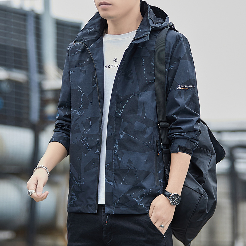 Hooded Jacket Men's 2025 Spring & Fall New Casual Windproof Jacket Young and Middle-Aged Men's Outdoor Spring Jacket Trendy