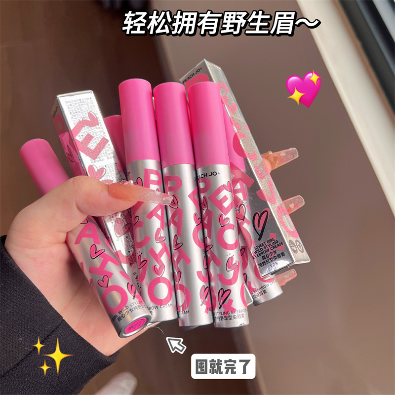 PEACH JO Eyebrow Dyeing Cream Waterproof Long-lasting Not Decolorizing Water Eyebrow Pen 2-in -1 Wild Eyebrow Shaped Eyebrow Raincoat