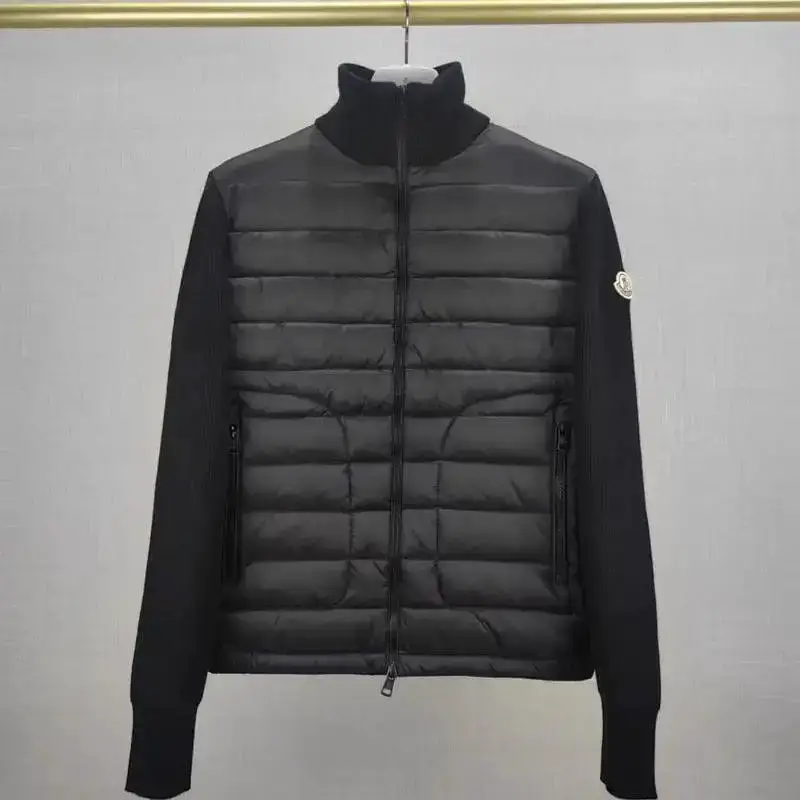 Moncler Knitted Patchwork Down Jacket Black
