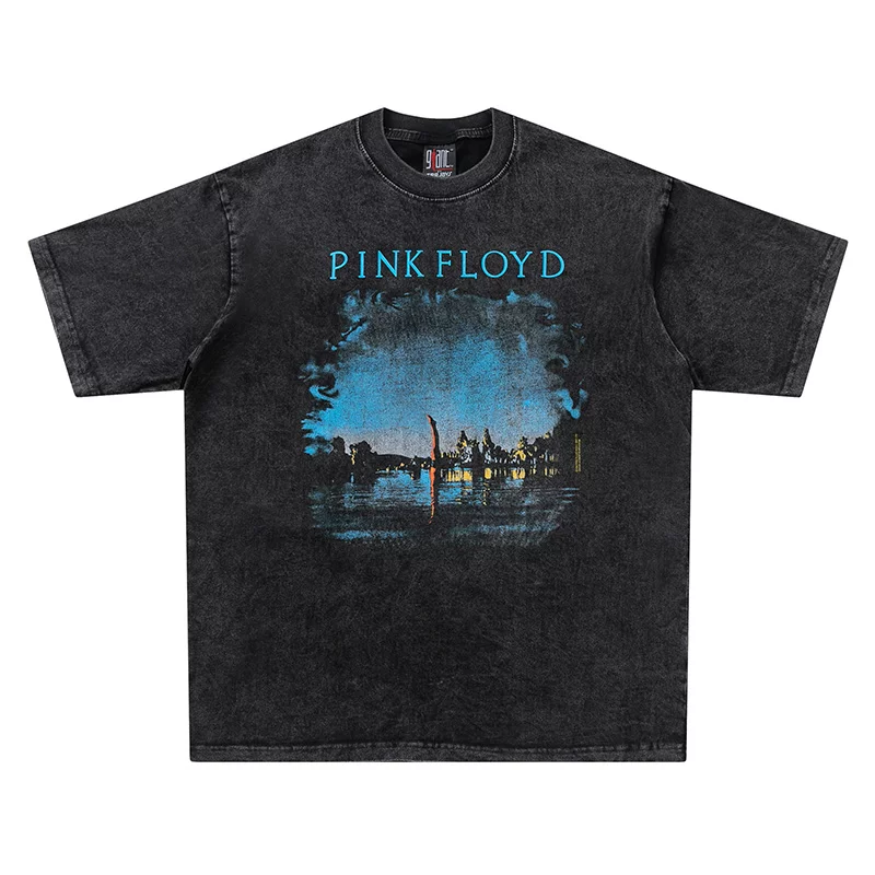 260g Heavyweight Pure Cotton! Washed Vintage Band T-Shirt with a Distressed Vintage High Street Fog Style