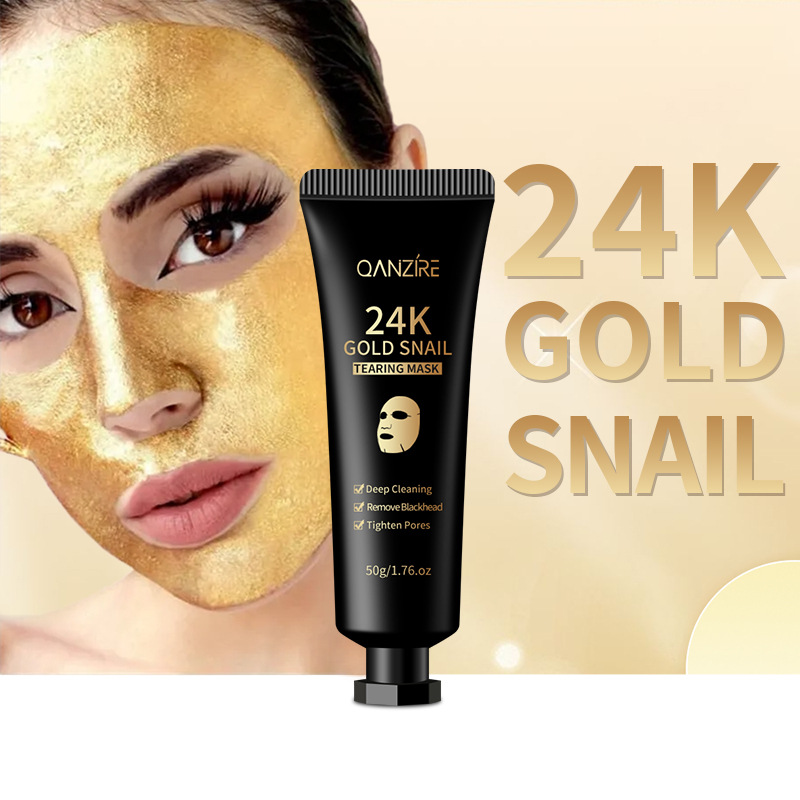 Cross-border full English 24K gold foil snail tear peel mask Peel mask clean smear mask foreign trade