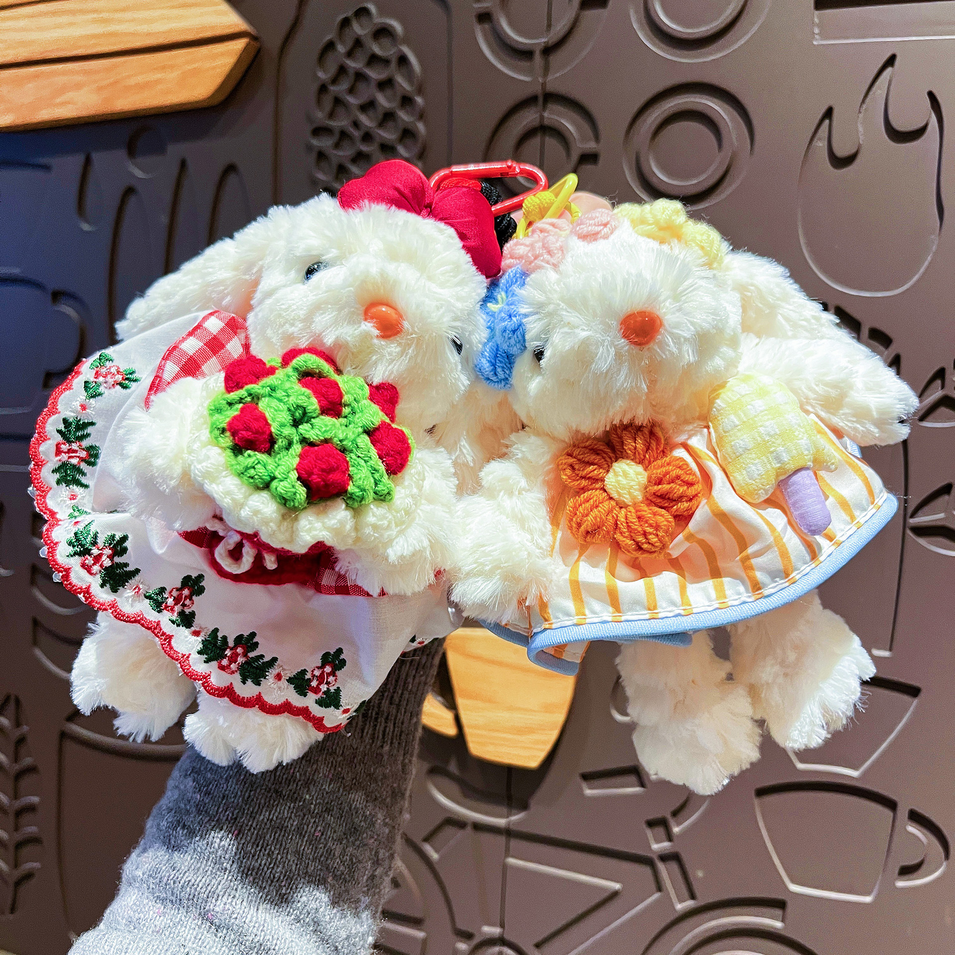 New Plush Princess Dress Long-Eared Rabbit Keychain Cute Cartoon Bunny Costume Doll Girl Bag Pendant