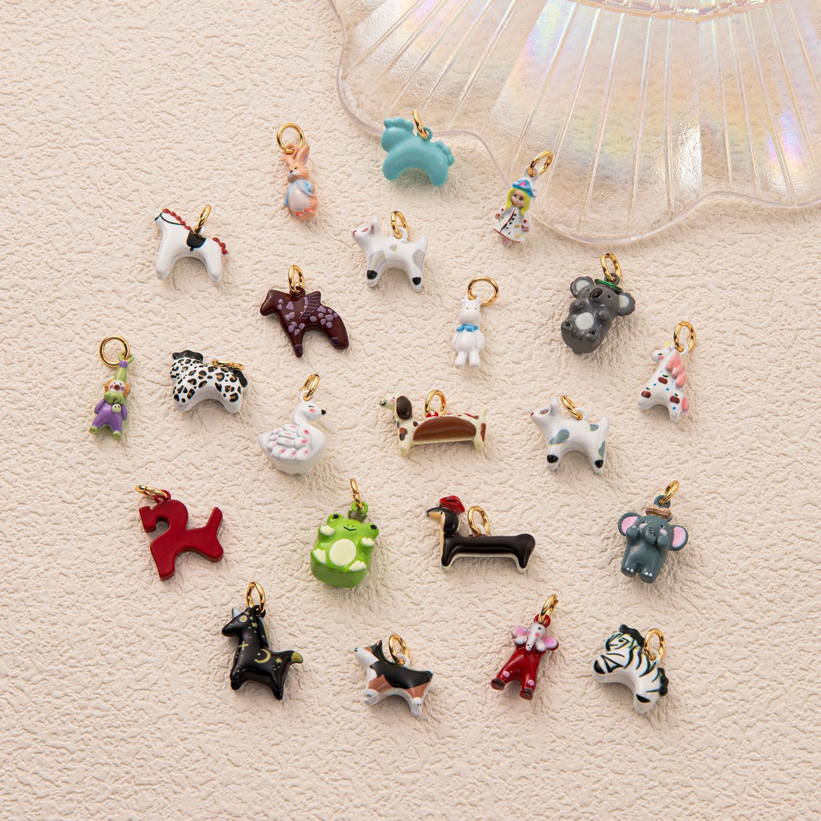 European and American Cross-Border New Natural Series Animal Puppy Pendant DIY Enamel Painting Colorful Series 18K Gold Color-Preserving