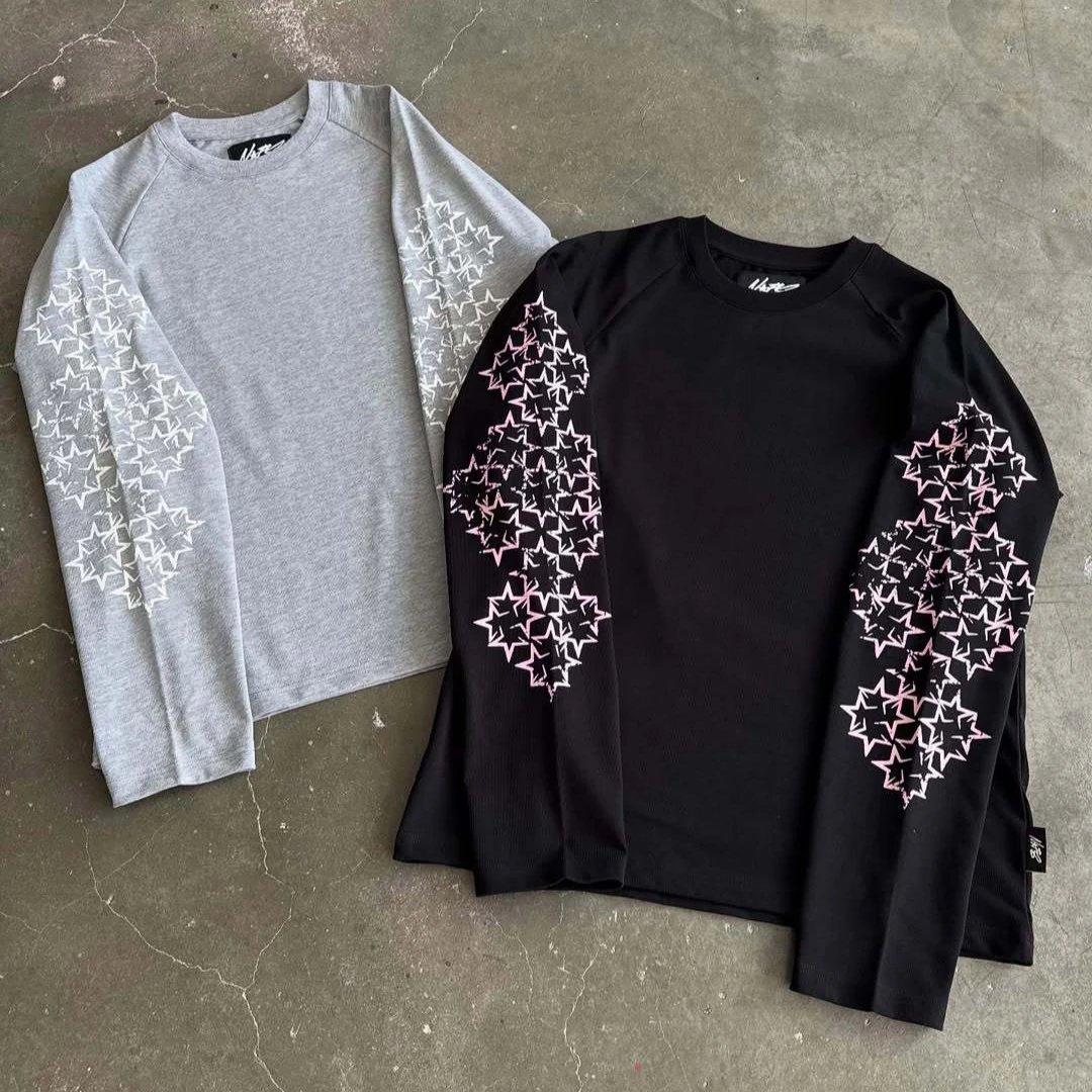 Graphic Print Long-Sleeve Casual Top for Men