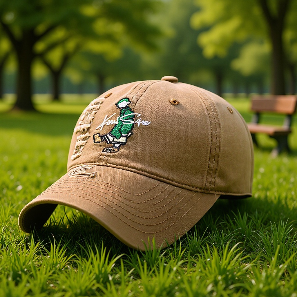 Cross-Border Baseball Cap with Embroidered Cartoon Characters, Pure Cotton, Washed, Distressed, Unisex Casual Sunshade Baseball Cap