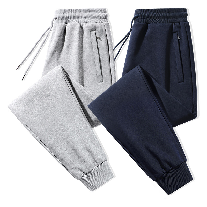 High-Quality 100% Pure Cotton Casual Pants for Men, 2026 Spring and Autumn Season, Loose Fit, Large Size, Jogger Pants, Fleece-Lined