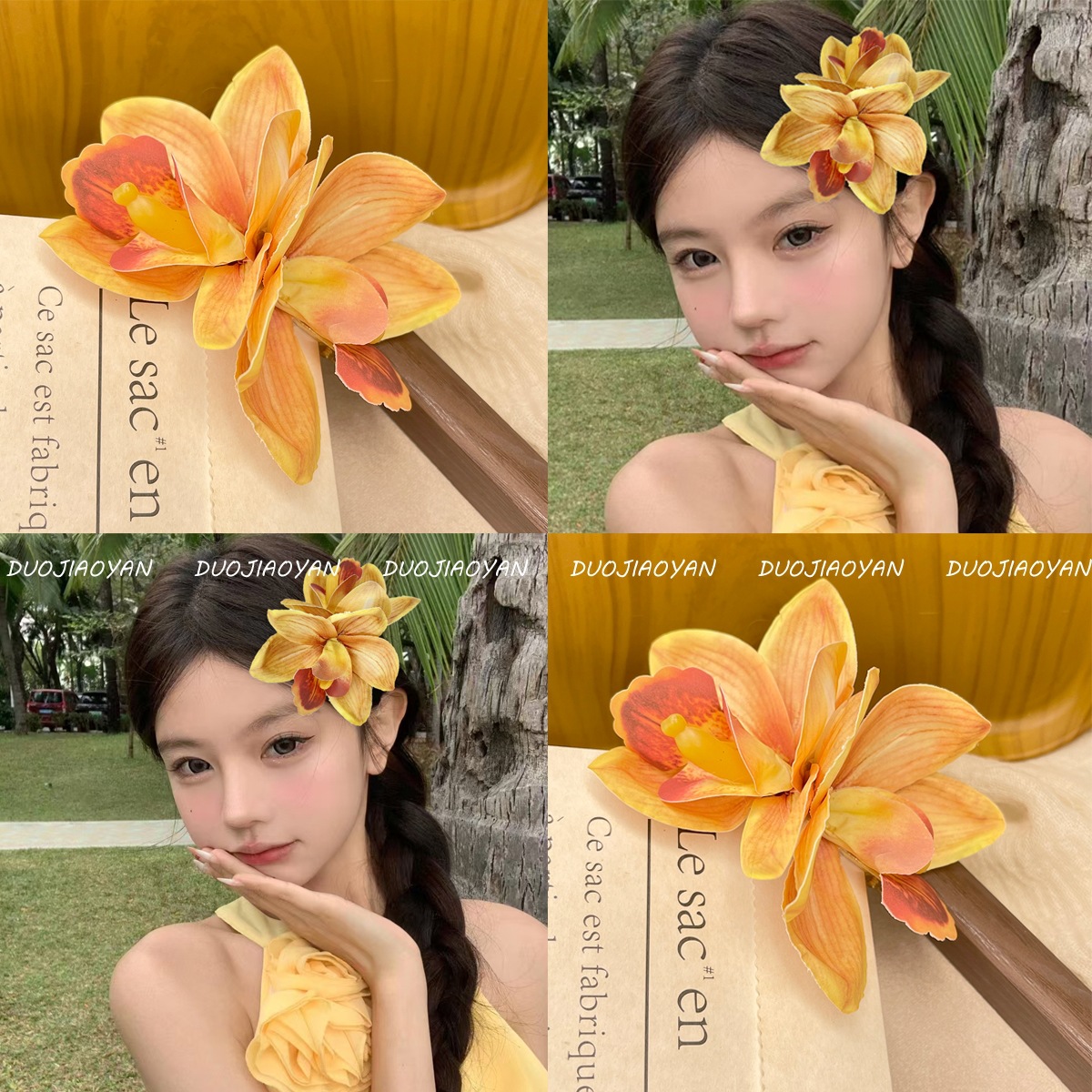 New Mori Style Artificial Flower Clip Vacation Style Three-dimensional Flower Hair Accessories small size High-end Light Luxury Style Hair Clip Half Tie Hair