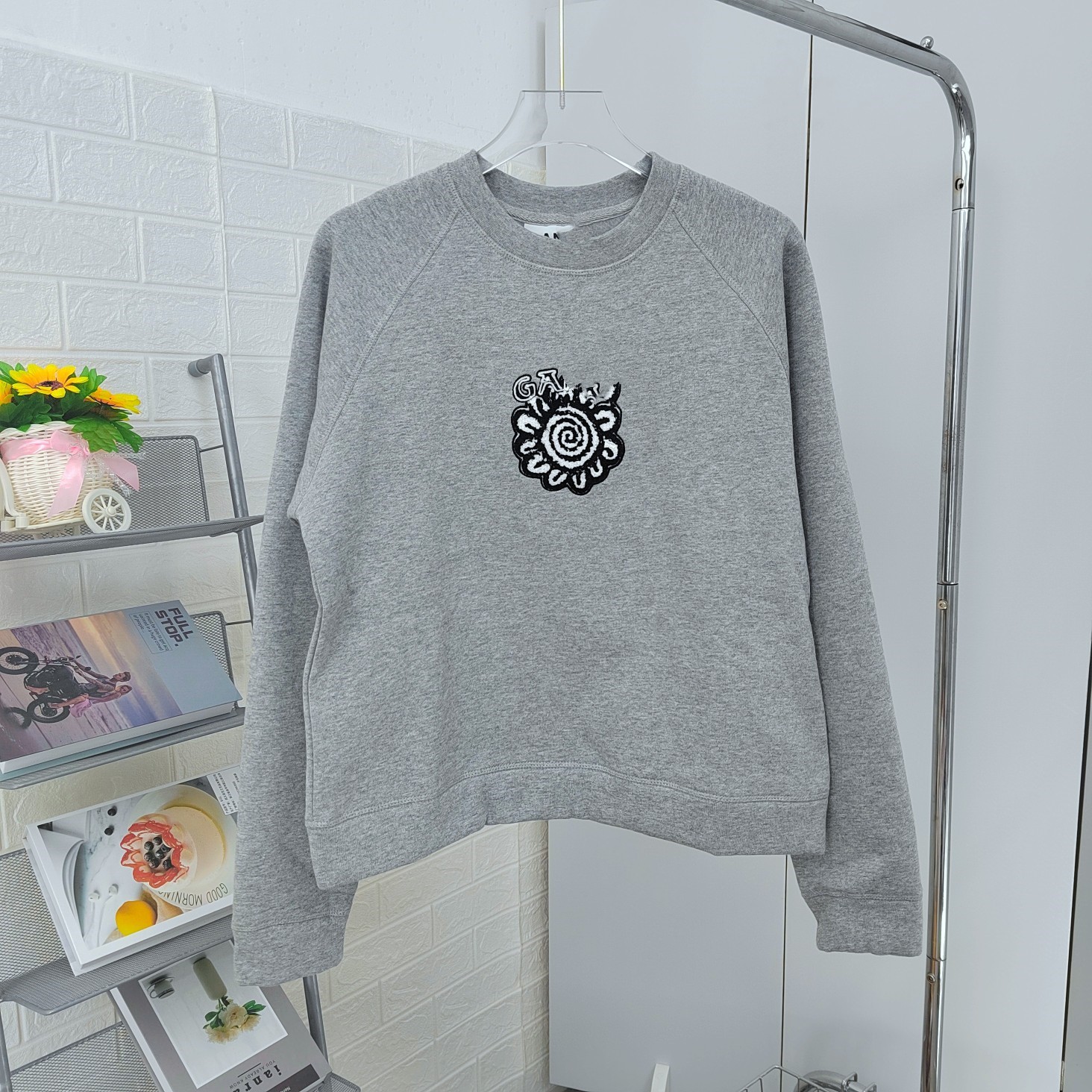 Big Sale Will Not Be Returned or Exchanged! Niche Letter Embroidery Stitching Contrasting Round Neck Casual Long-Sleeved Pure Cotton Short Sweatshirt