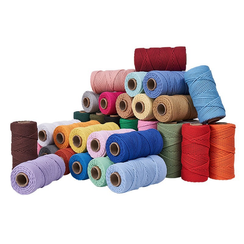 Colored Core-Spun Cotton Rope with Free Shipping 4mm 100m Home Textile Decorative Weaving Rope Packaging Bundling Drawstring Polyester Cotton
