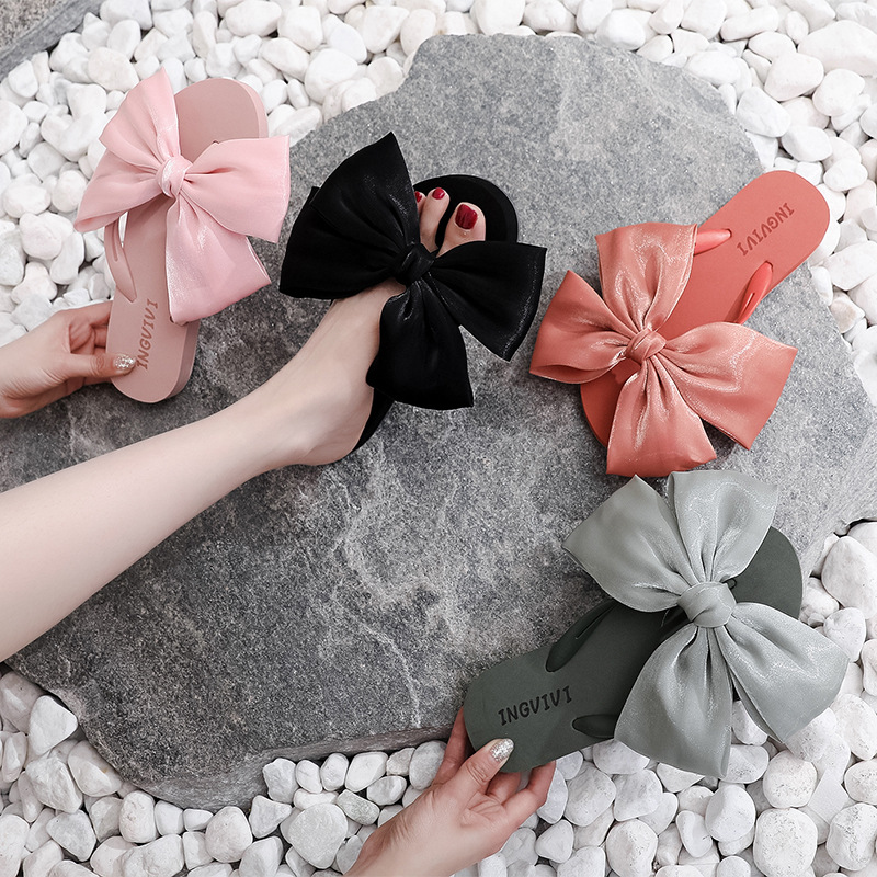 A generation of Korean version of the outer wear non-slip sandals fashion bow Net Red ladies flat slippers women's shoes