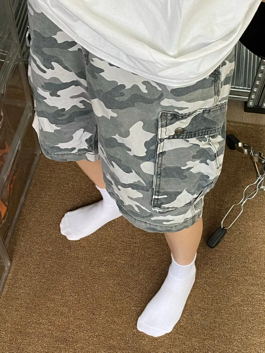 [King of Summer Pants] Heavy weight Camouflage Retro Washed and Distressed Carhartt Style parka American Style Half Length Medium shorts