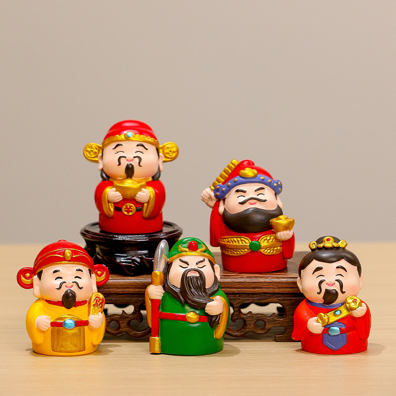 New Chinese-Style Five-Way God of Wealth Home Decor, National Trend Small Fairy Ornament, Blessing Decoration Gift, Souvenir