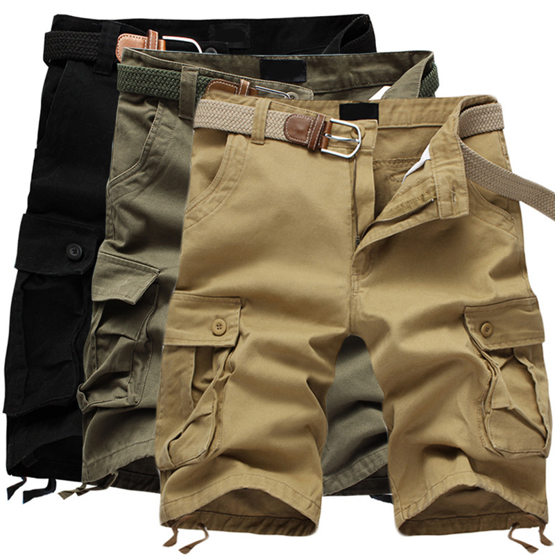 Wholesale foreign trade orders pure cotton overalls men's multi-pocket casual pants shorts medium pants large size men's pants five-point pants
