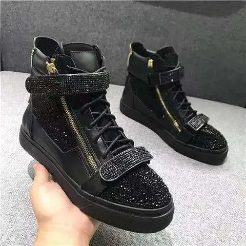 Giuseppe zanotti QLH02-双拉链真皮平底板鞋高邦短靴