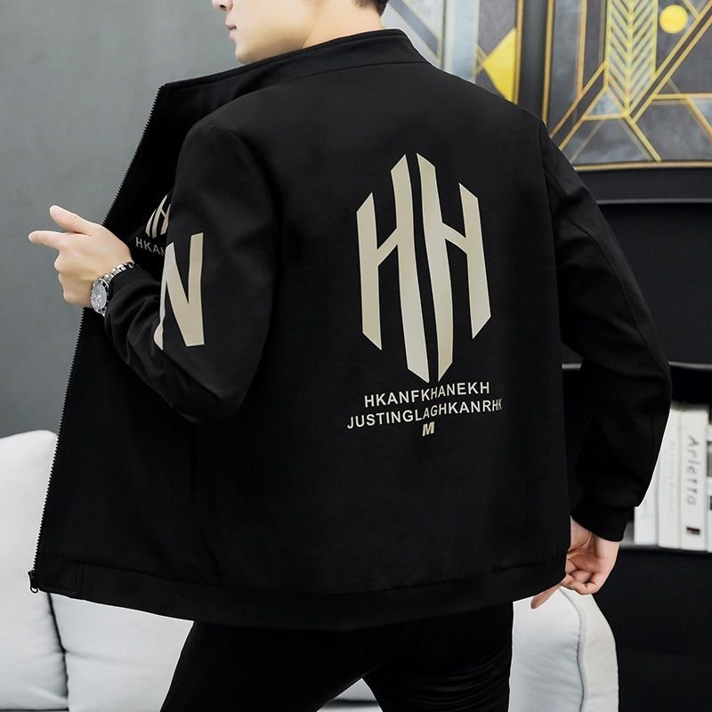 Jacket Men's Men's Spring and Autumn 2024 New Korean Style Trendy Casual Easiest for Match Stand Collar Workwear Jacket Top Men