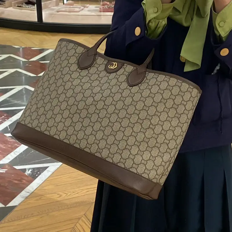 2025 New Classic Coated Old Flower Portable Tote Shopping Bag European and American Retro Commuter Ophidia Tote Bag
