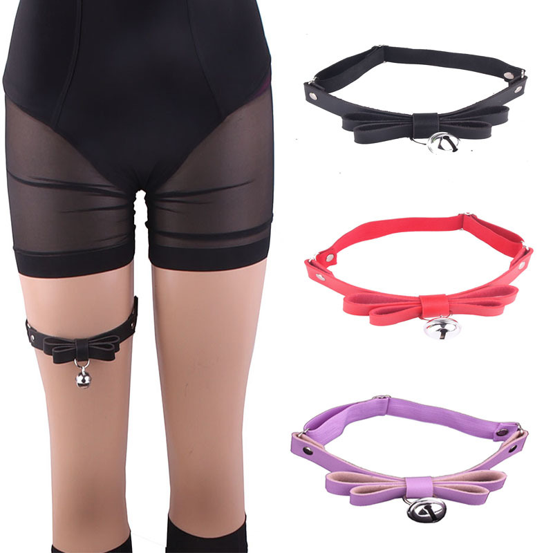 Japanese and Korean Harajuku Soft Girl Leather Bell Leg Circle Leg Ring Women's TikTok Street Shooting Sexy PU Leg Chain Anklet