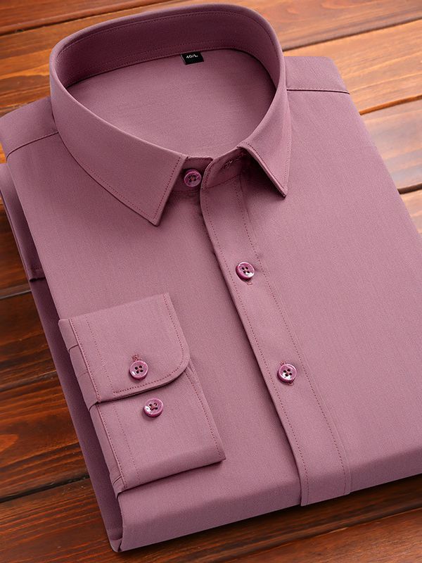 Bamboo Fiber Stretch Long-Sleeved Shirt for Men with Suits, Versatile Business Casual Top, Silky Anti-Wrinkle Shirt