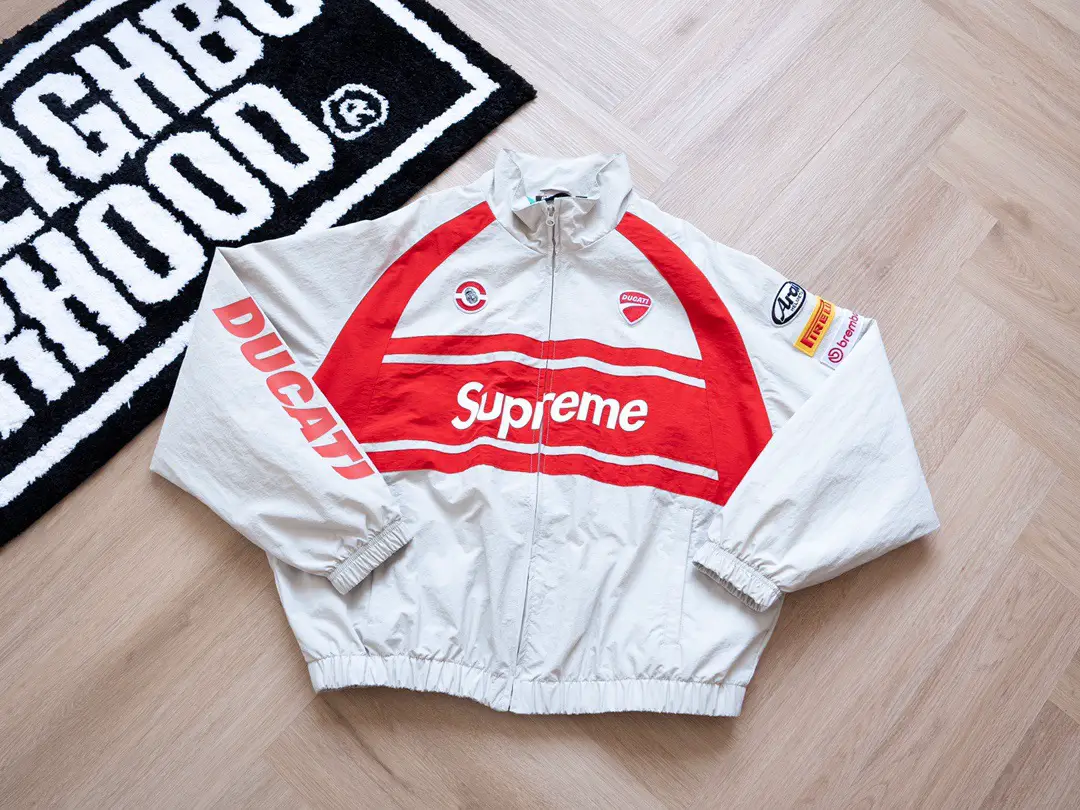 High Version Supx DUC Duca D Co-brand Logo Print Contrast Sports Jacket Casual Motorcycle Jacket