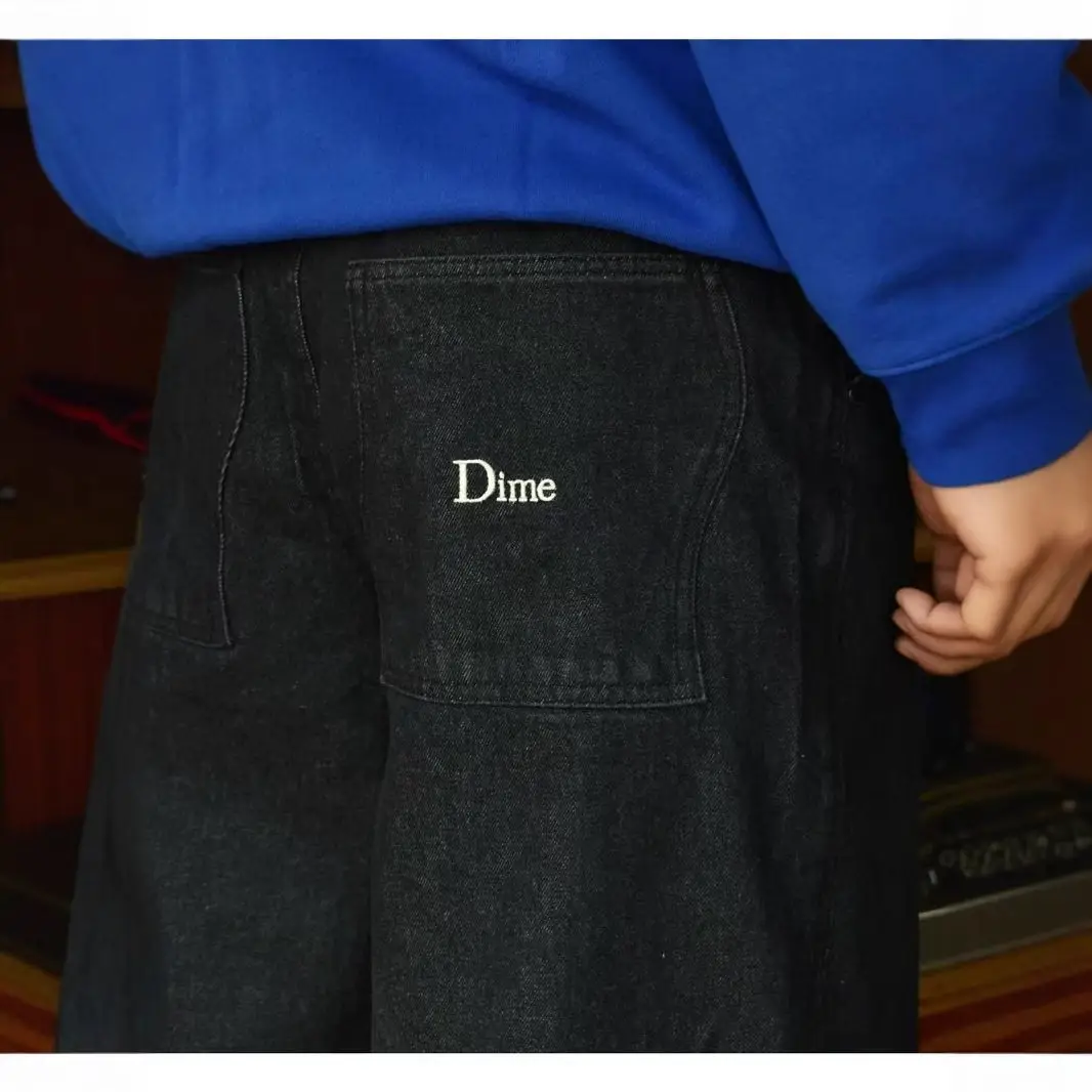Dime Pants American Retro Street Skateboard Embroidered Straight Loose Bigboy Washed Denim Jeans for Men Trendy