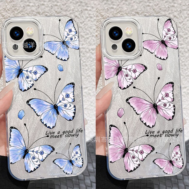 Butterfly Iphone17Pro Feather Yarn Mobile Phone Case 16/15/14/13 Feather Yarn 12 Apple 11Xsm78 Trendy