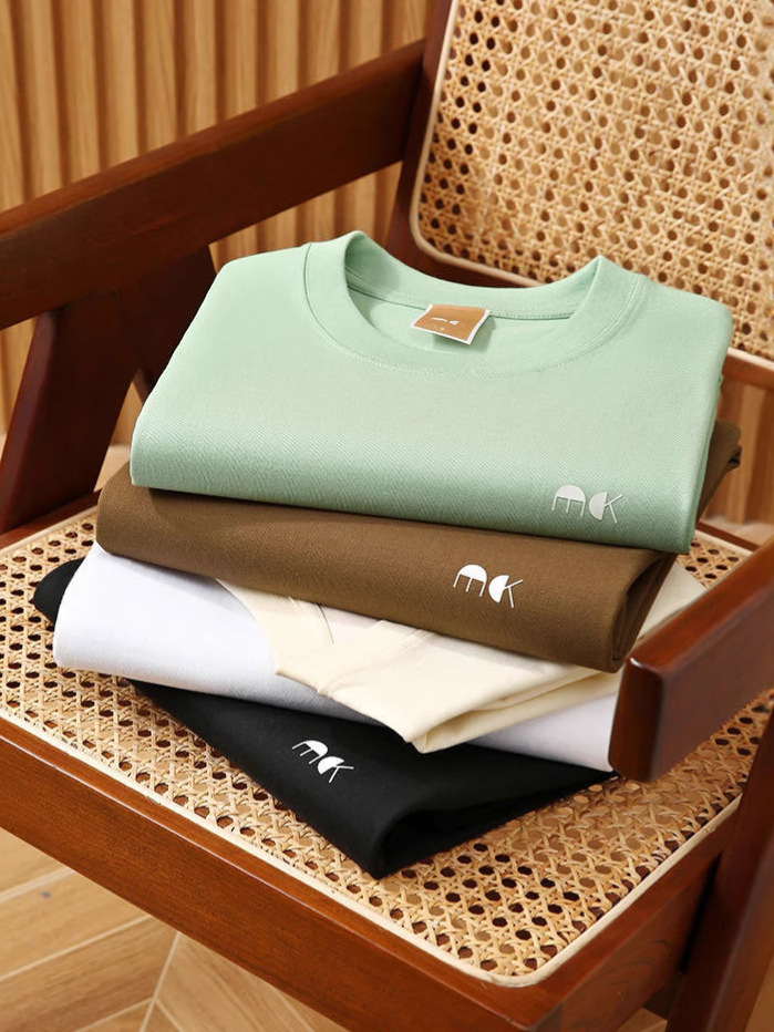 Delicate Skin-Friendly High Density Heavy Wash Cotton Soft Breathable Summer Loose Profile Round Neck Short Sleeve T-Shirt for Men and Women