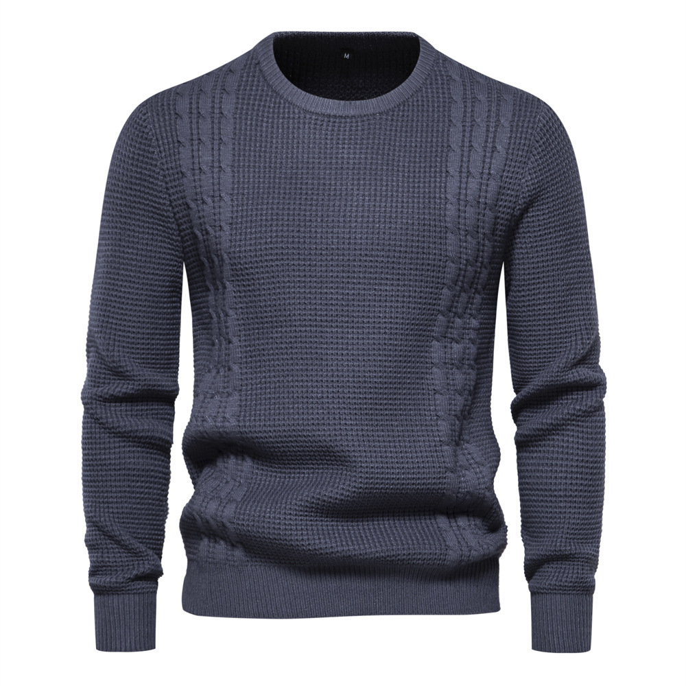 European code cross-border 2023 autumn and winter new men's sweater waffle solid color sweater high quality foreign trade men's clothing