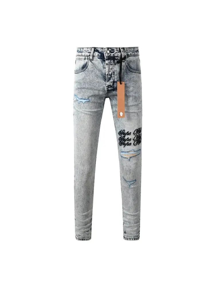 KUS jeans American High Street Foundation Rapped Old silm pants Tight High Street Skinny Men's Denim Pants