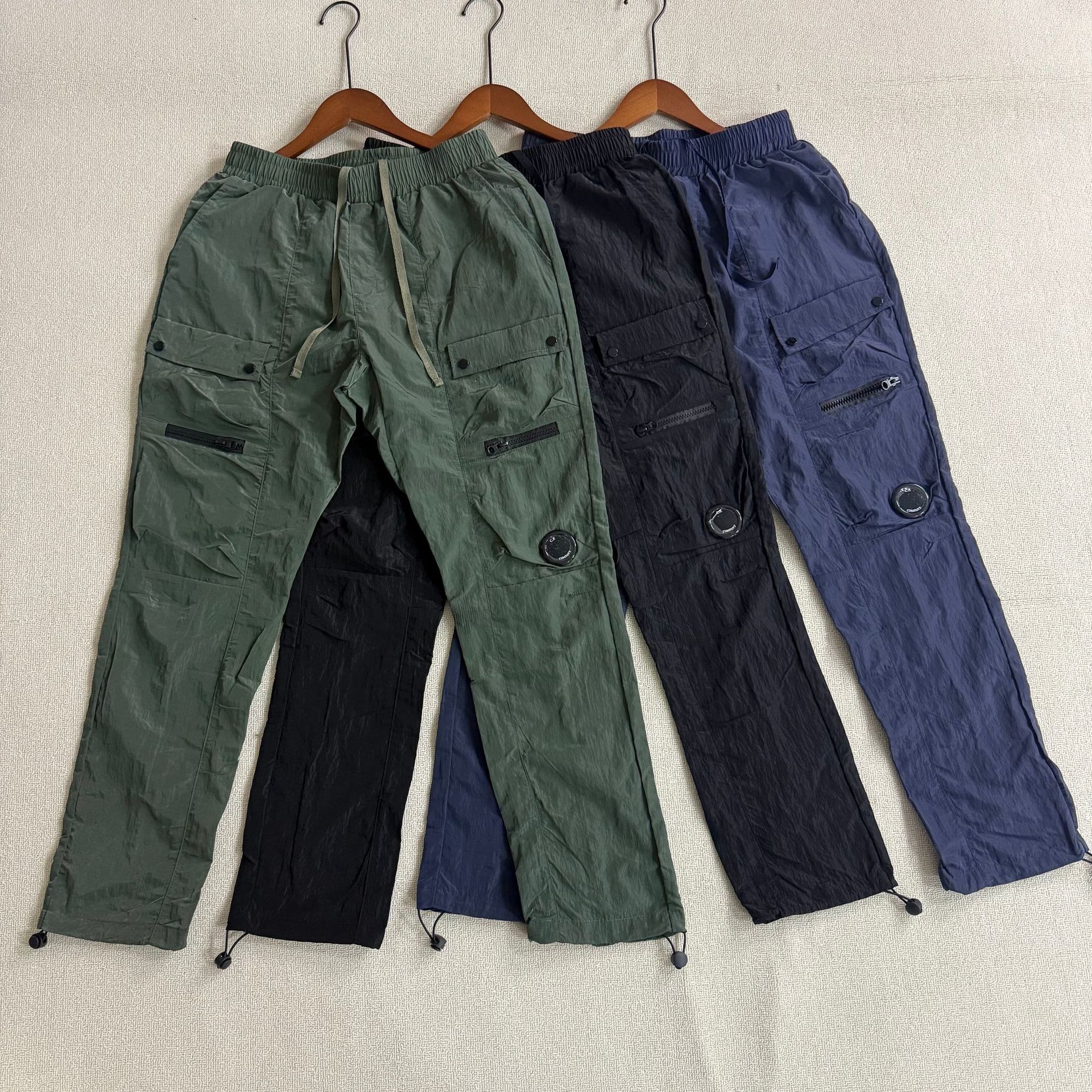 Cp Cross-Border Company Metal Casual Nylon Pants with Multiple Pockets, Drawstring, and Jogger-Style Workwear Pants in Various Colors, American Style