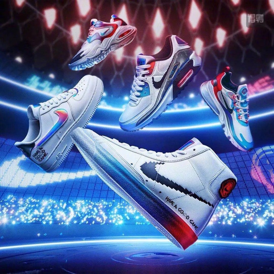 [WW1] High-top Blazer Mid 77 in premium leather, featuring 11 colorways: hand-drawn graffiti red, black and white, retro gaming pixel art, and a rainbow gradient with holographic laser accents.