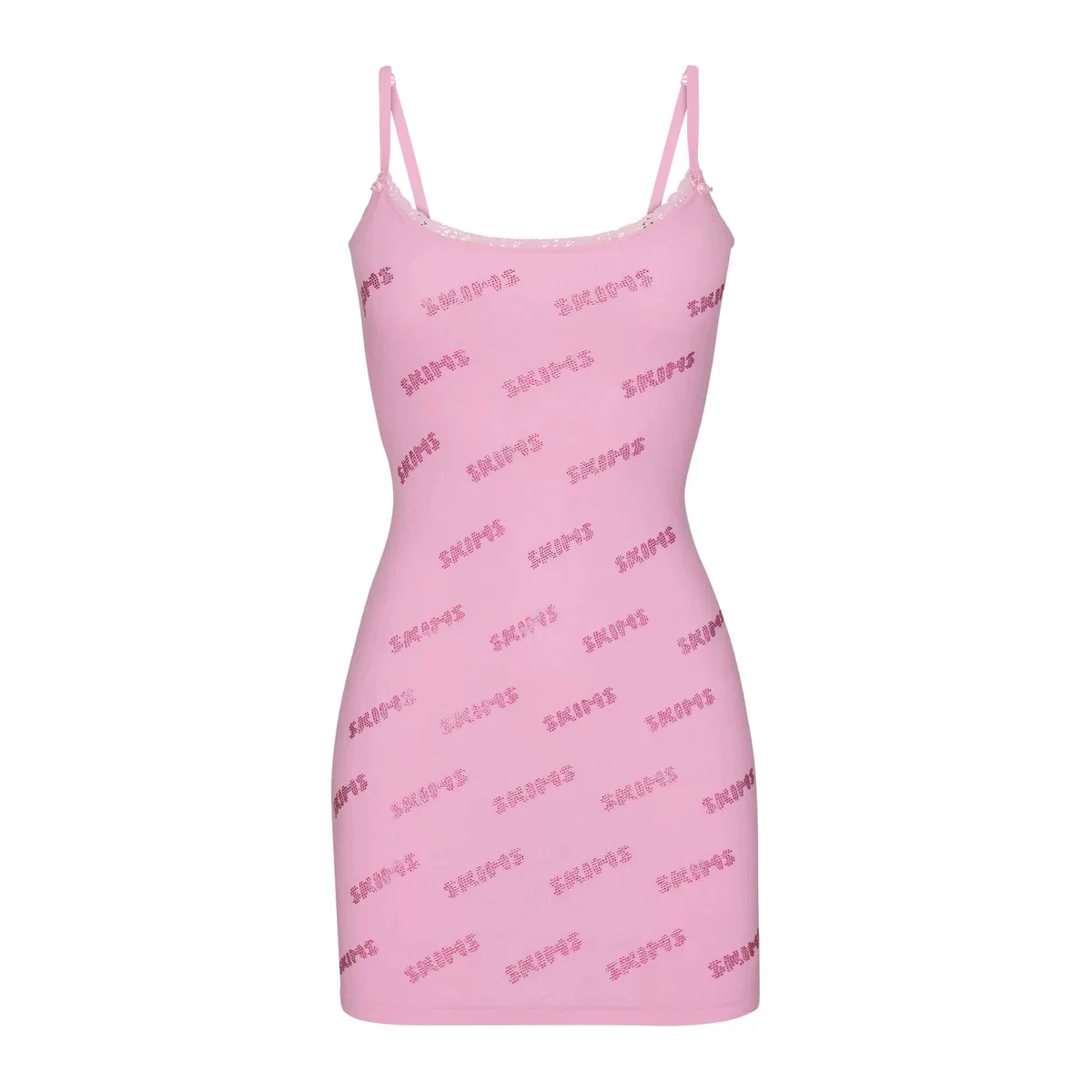 Lace barbie Barbie pink hot stamping logo dress, hip hugging spicy girl suspender dress