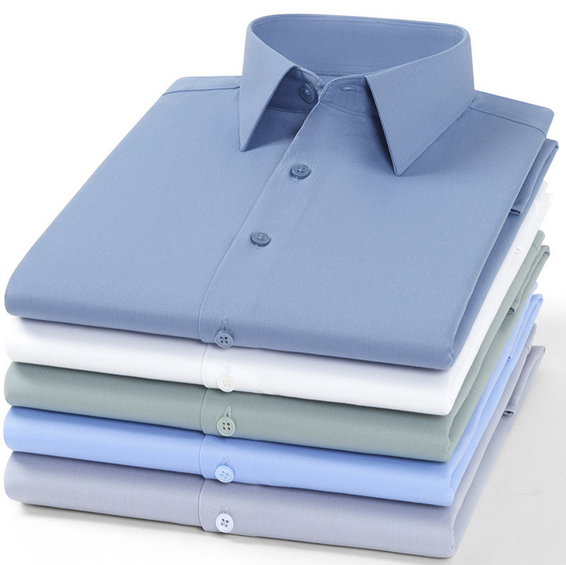 900 Mulberry Silk Micro-elastic Anti-wrinkle Silk Men's Shirt Workwear Business Wear No Pocket Four Seasons Long-sleeved White Shirt