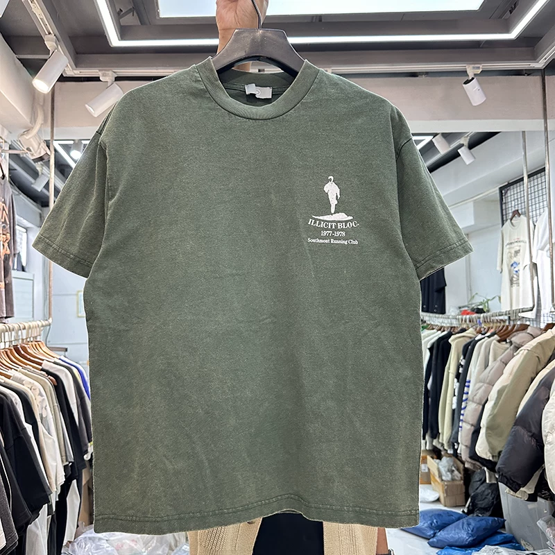 American high street retro casual short sleeved washed vintage letter printed hip-hop trendy men's and women's loose T-shirt