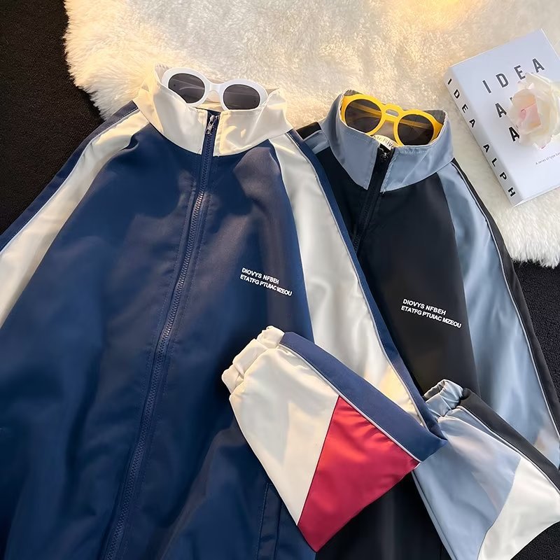 Trendy Brand Baseball Suit Men's Spring and Autumn Couple's BF Style Printed Jacket Men's Street Loose Stitching Casual Jacket