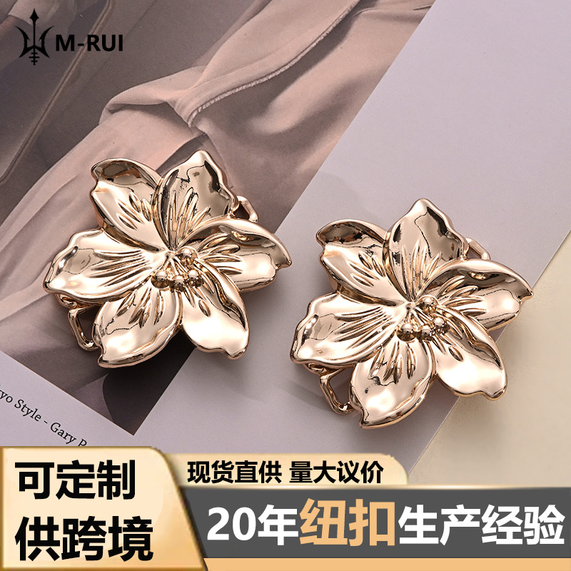 High-End Small Fragrance Fashion Simple Cross-Border Foreign Trade Popular Parallel Bar Flower Scarf Button Swimsuit Large Decorative Button