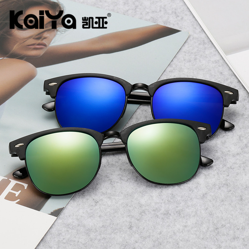 New 2140 large frame anchor sunglasses classic retro rice nail color film sunglasses trendy reflective sunglasses for men and women