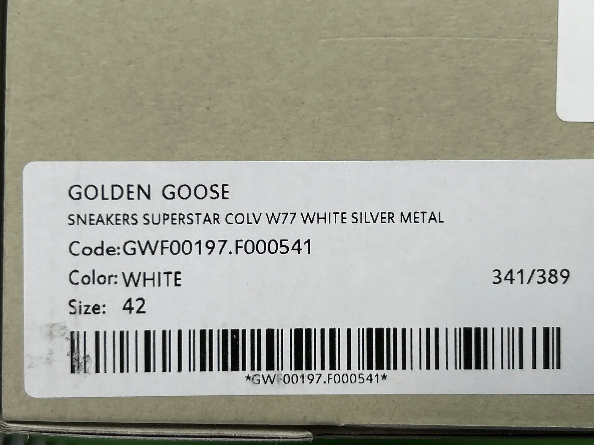 GOLDEN GOOSE SNEAKERS SUPERSTAR COLV W77 WHITE SILVER METAL