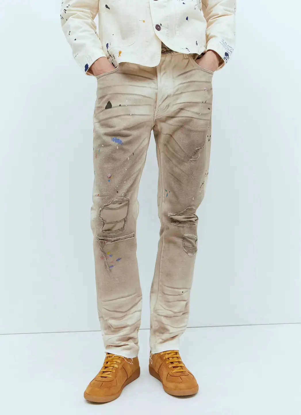 Gallery Dept Hollywood Blv 5001 White Splash Ink Dirty Dyeing Distressed Destruction Denim