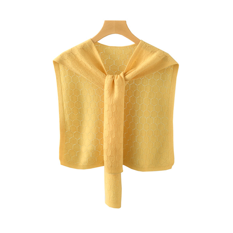 100 Pure Wool Shoulder Small Shawl Autumn and Winter New Style Knitted Shoulder Pads Scarf Women's Hollow Decorative Shawl