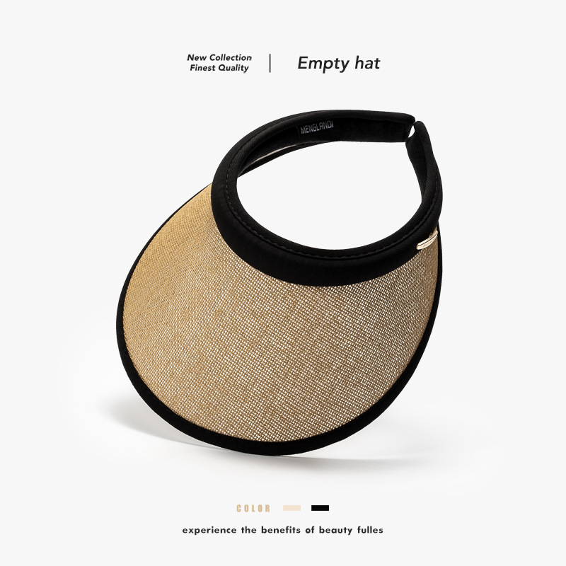Summer Outdoor Straw UV Protection Sun Hat Wide Brim All-match Riding Sun Shading Face Small Empty Top Hat for Women