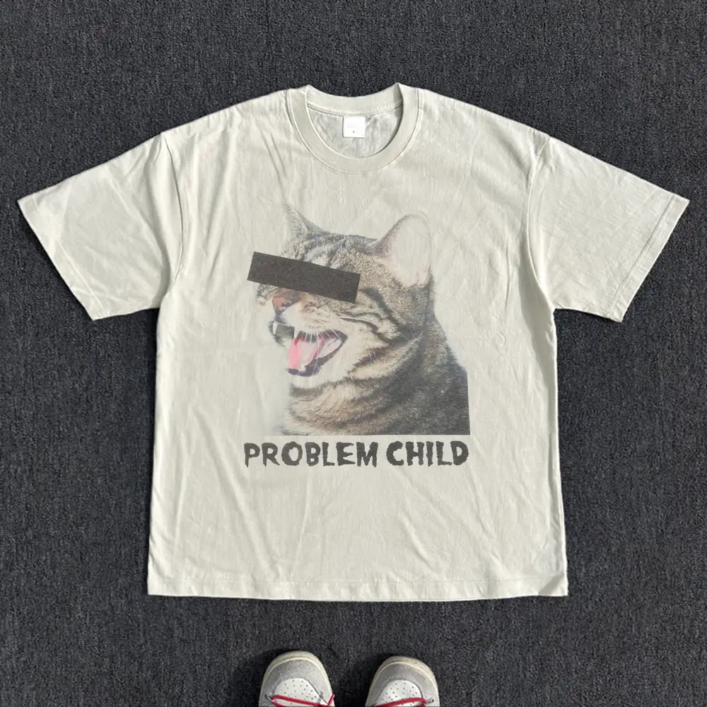 Bomba Studio Good Things Recommended Harajuku Style Student Versatile Cat Direct Spray Printed Short-Sleeved T-Shirt for Men and Women