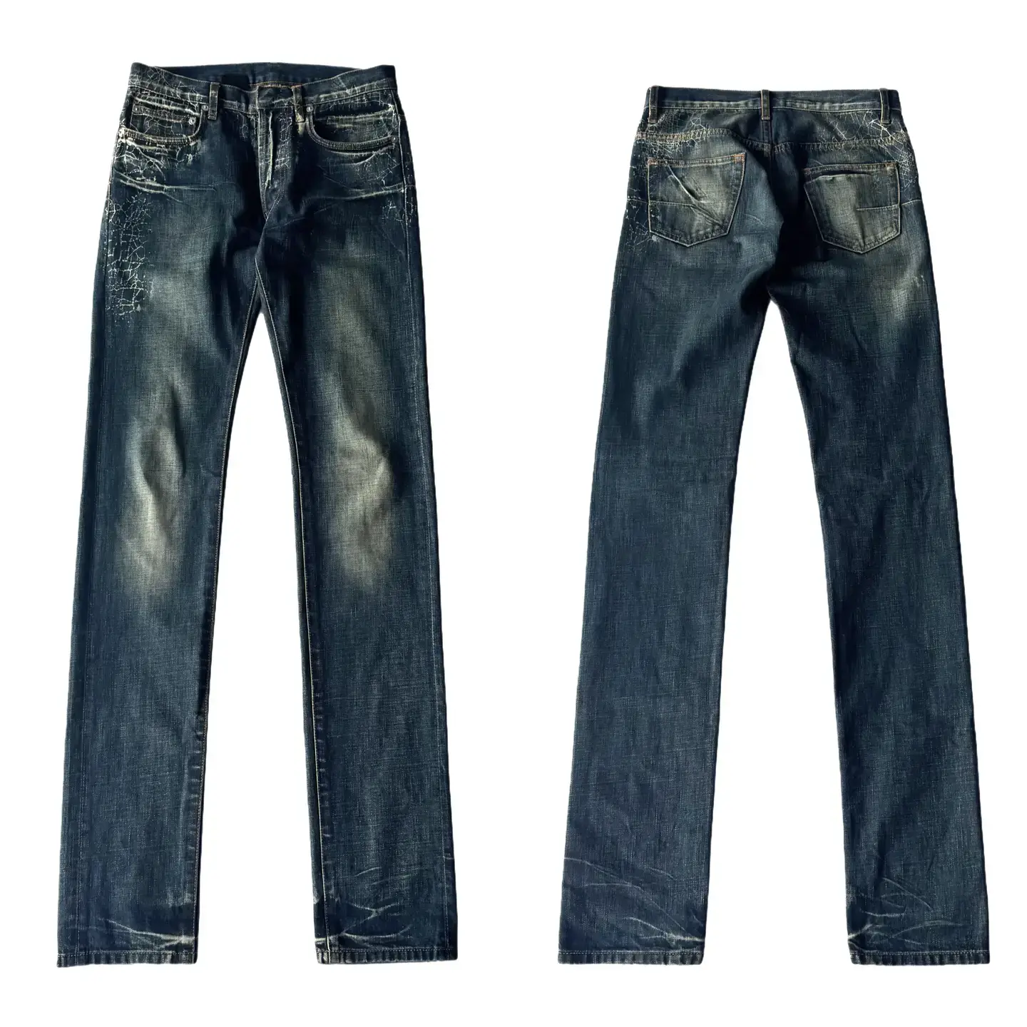 Tear Paradise Tear Dh Spider Web Pants Blue Slim Fit Washed Jeans Hediboy Skinny