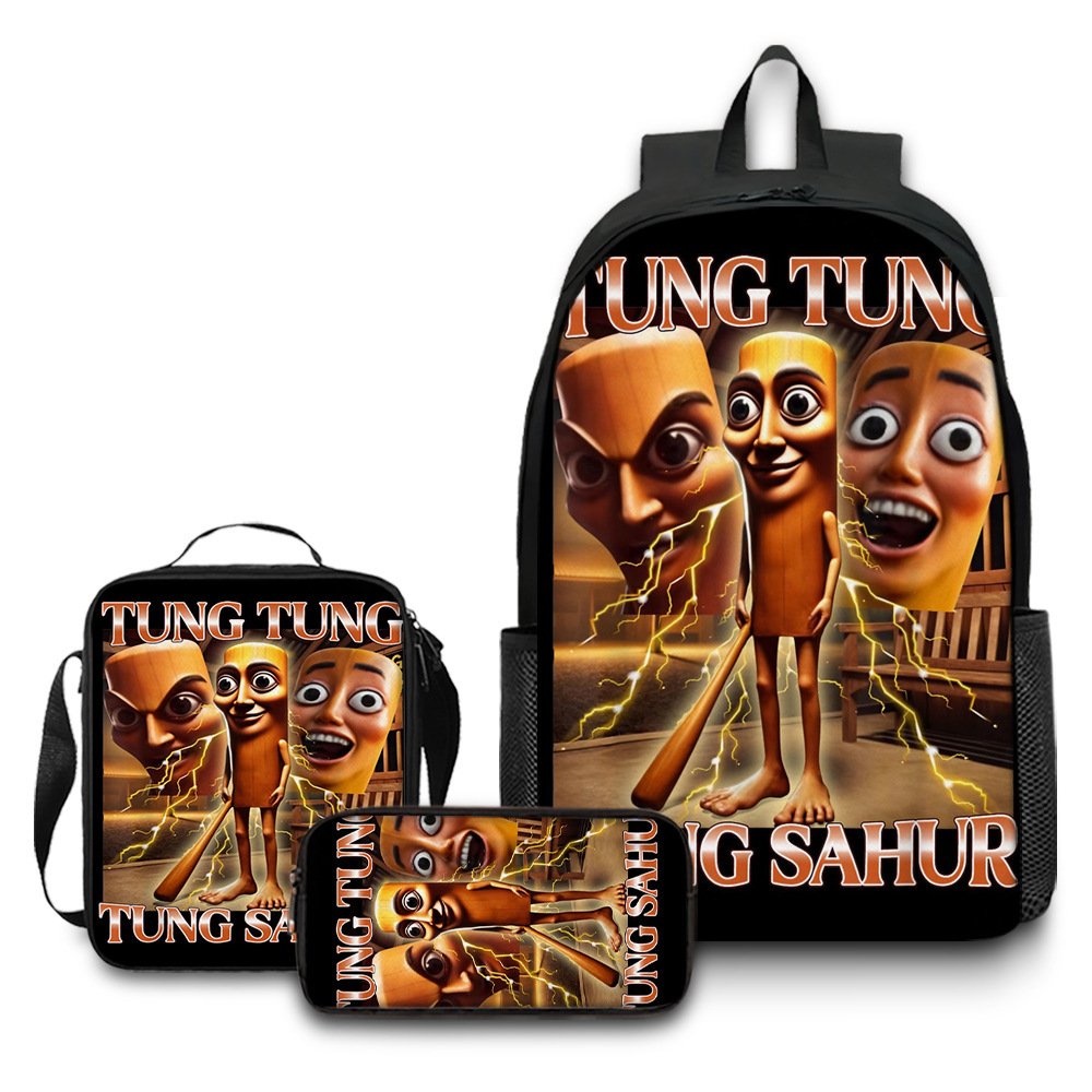 Cross-Border New Product Italian Brainrot Digital Printing Backpack Wooden Stick Man Shanhaijing Student School Bag